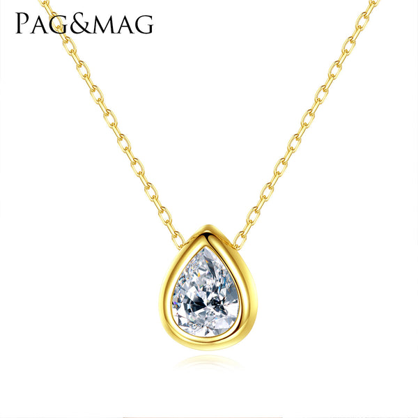 Teardrop Bezel Set Pendant Necklace - PAG & MAG Jewelry