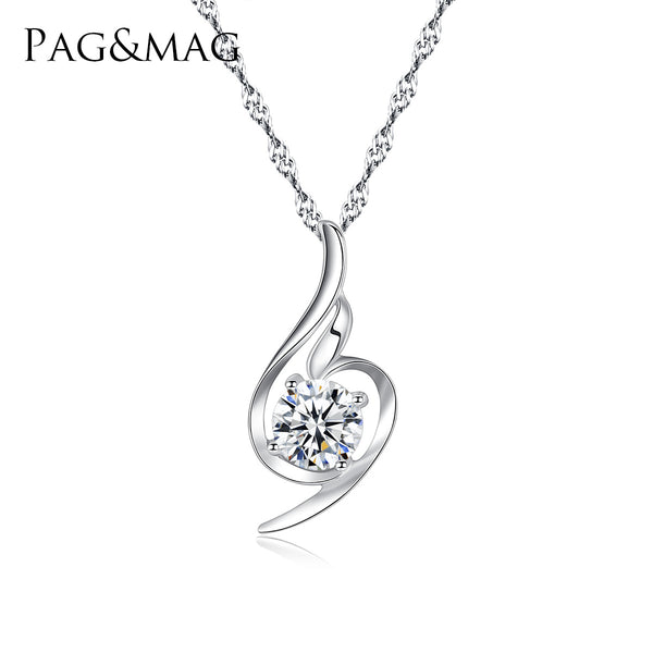 Heart Solitaire Cubic Zirconia Pendant Necklace | Silver 