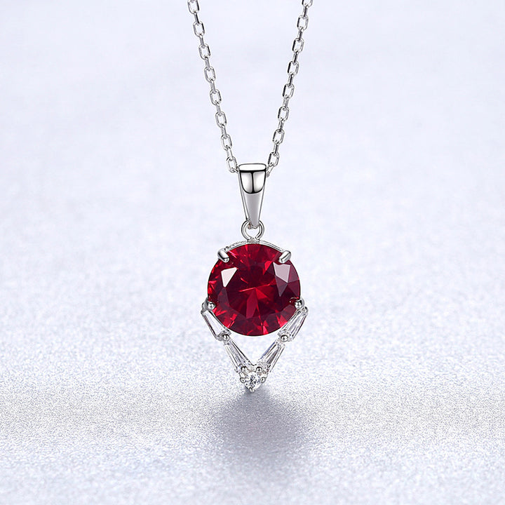 Round Gemstone CZ Diamond Pendant Necklace | 925 Silver