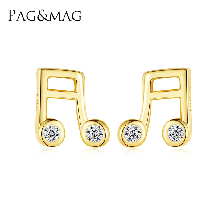 Charm Note Bezel Set Stud Earrings - PAG & MAG Jewelry