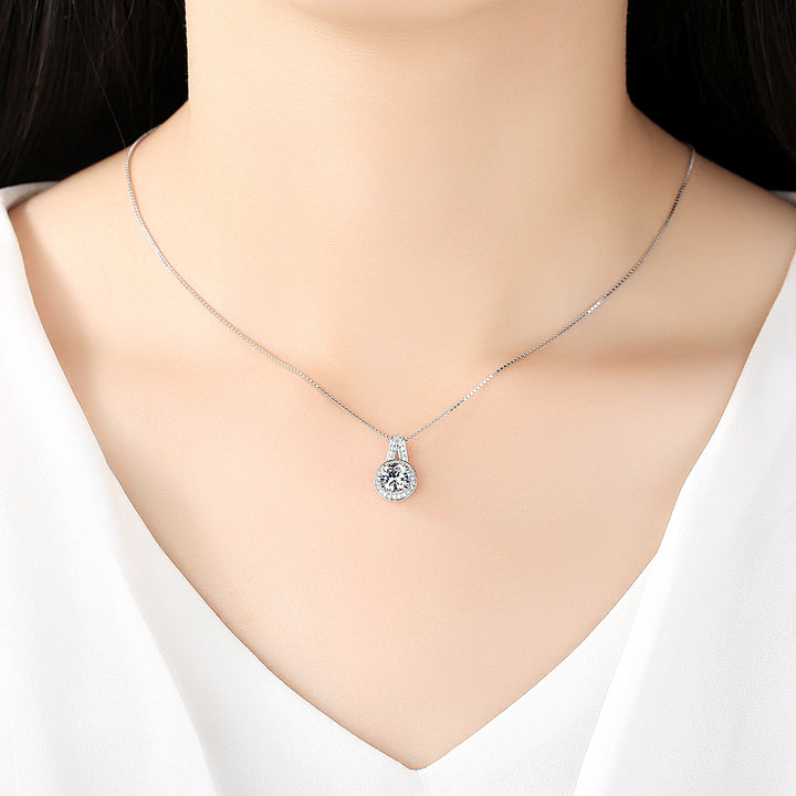 Plated Dainty Round Halo Pendant Necklace | Sterling Silver