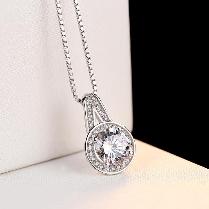 Plated Dainty Round Halo Pendant Necklace | Sterling Silver