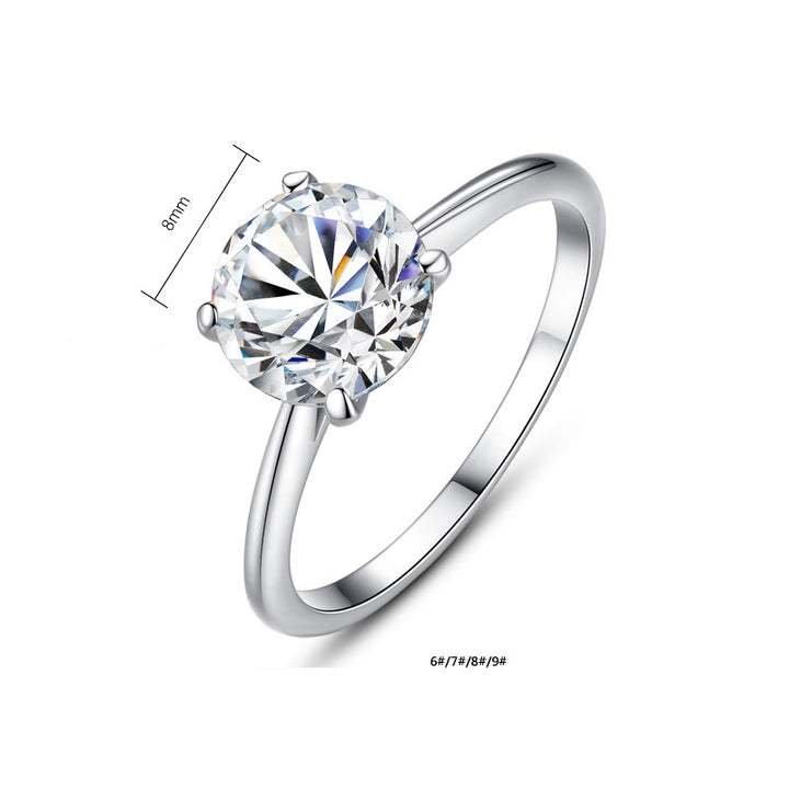 4 Prong Round Solitaire Engagement Wedding Ring | 925 Silver