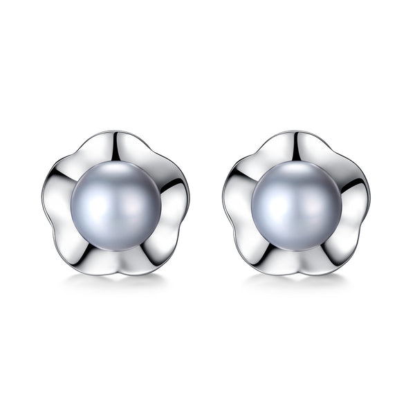 Simple Flower & Pearl Stud Earrings | 925 Sterling Silver