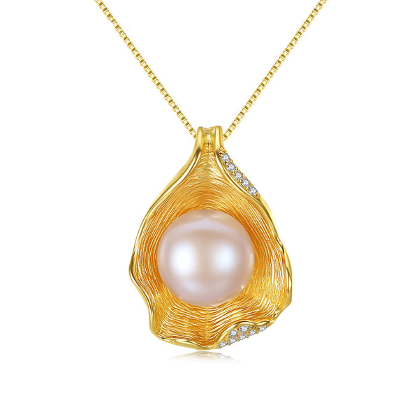 Freshwater Pearl & Shell Pendant | Sterling Silver Necklace