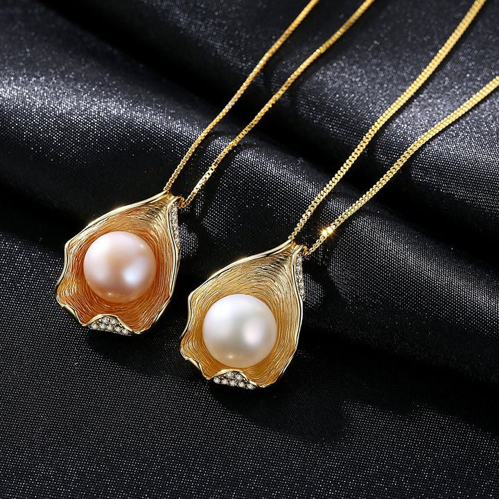 Freshwater Pearl & Shell Pendant | Sterling Silver Necklace