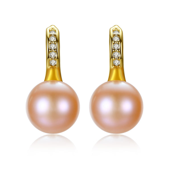 Round Pearl & CZ Diamond Studs | 925 Sterling Silver