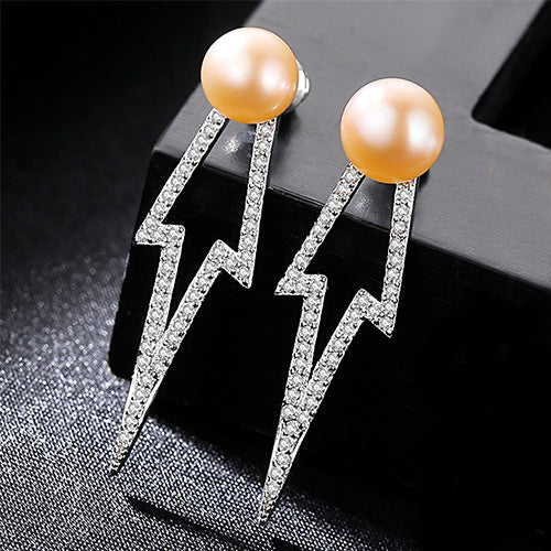 Arrow Stud Earrings with Freshwater Pearls | 925 Silver