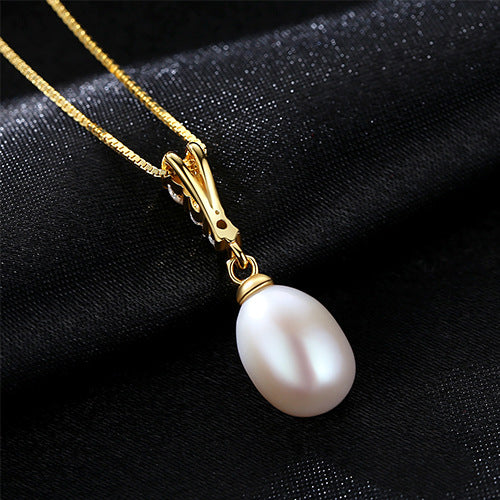 Freshwater Pearl Necklace with 3 CZ Diamonds | Silver