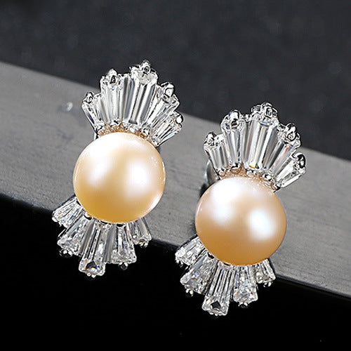 Bowknot & Freshwater Pearl Stud Earrings | Sterling Silver