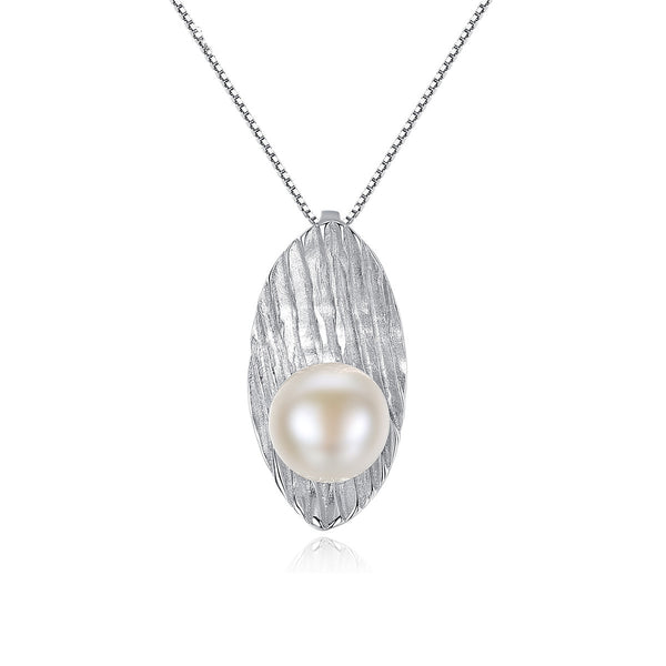 Freshwater Pearl Necklace | Leaf Pendant 925 Sterling Silver