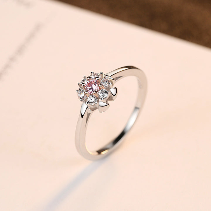 Exquisite Pink CZ Diamond Ring | Sterling Silver & 18K Gold