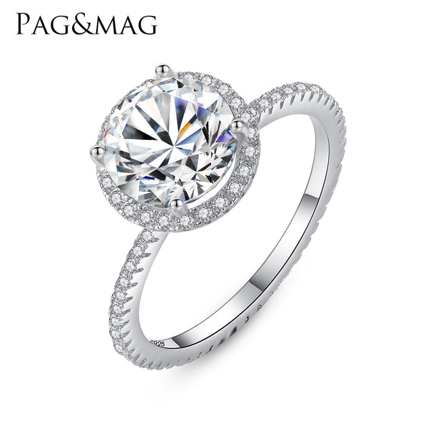 Round Solitaire Sparkle Halo Engagement Wedding Ring 