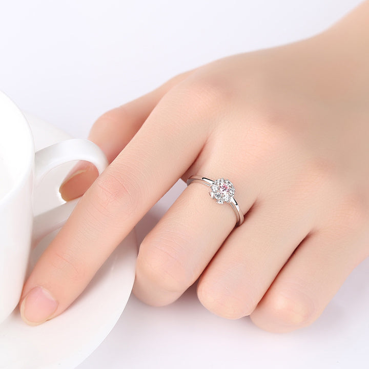 Exquisite Pink CZ Diamond Ring | Sterling Silver & 18K Gold