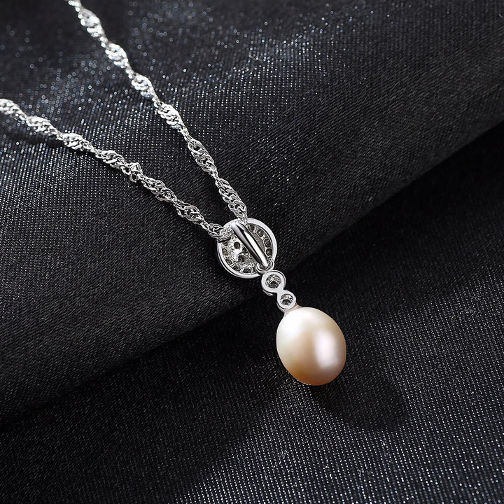 Natural Freshwater Pearl Disc Halo CZ Diamond Pendant