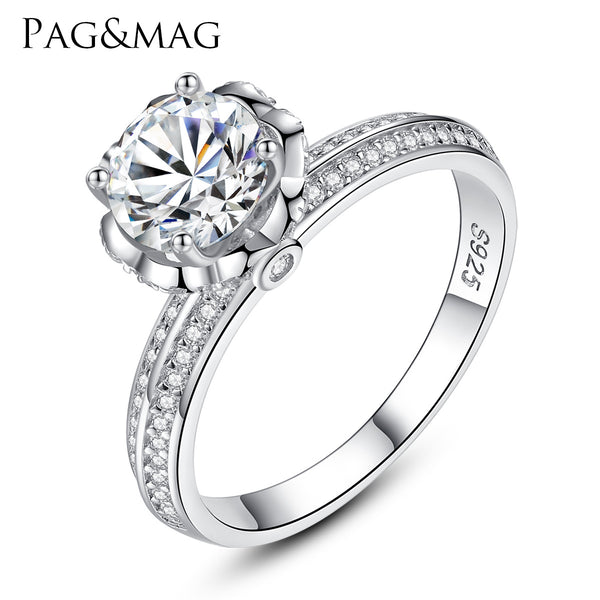 Double Row CZ Diamond Engagement Wedding Ring