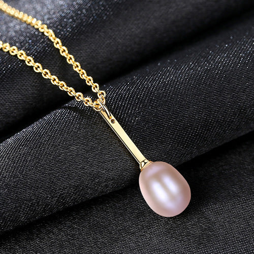 925 Sterling Silver Natural Freshwater Pearl Necklace Micro CZ Diamond Pendant Necklace