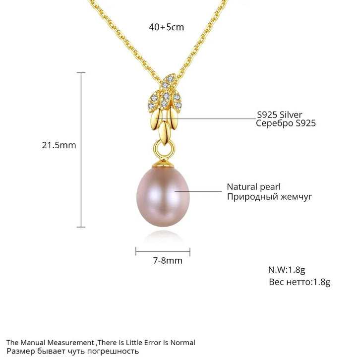 Freshwater Pearl Ear of Wheat CZ Diamond Pendant Necklace