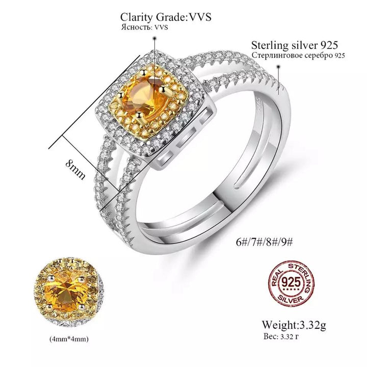 Topaz Gemstone Halo CZ Diamond Engagement Wedding Ring