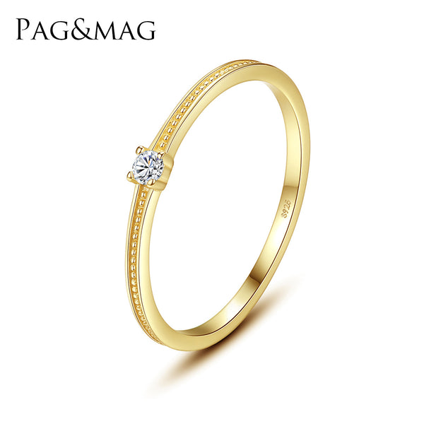 Minimalist Solitaire Ring | 925 Sterling Silver & 18K Gold