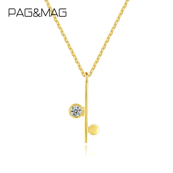 925 Sterling Silver 18K Gold Plated Muisc Note Pendant Necklace SN20061015