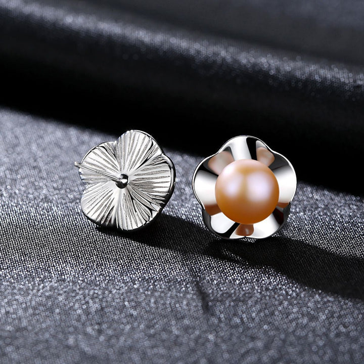 Simple Flower & Pearl Stud Earrings | 925 Sterling Silver