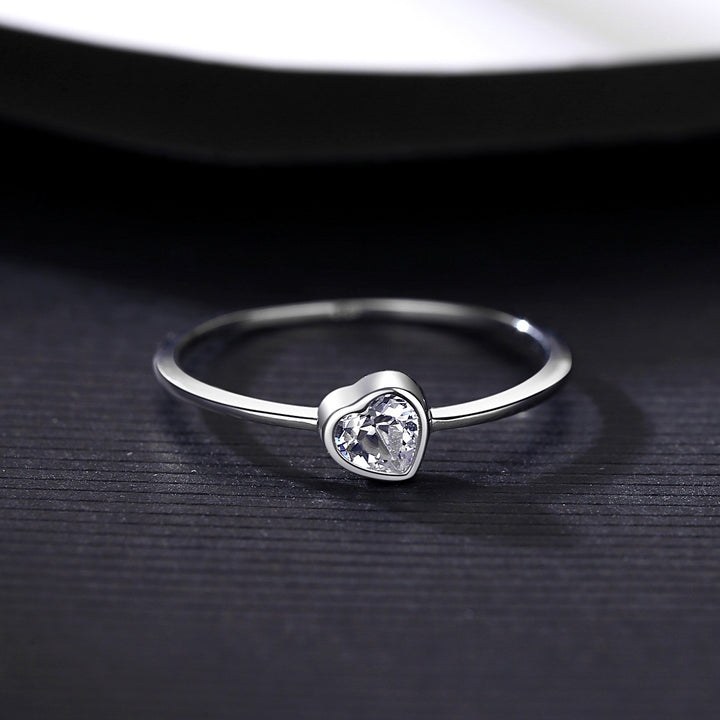 Minimalist Heart Bezel Set Solitaire Ring | 925 Silver