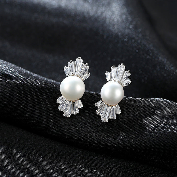 Bowknot & Freshwater Pearl Stud Earrings | Sterling Silver