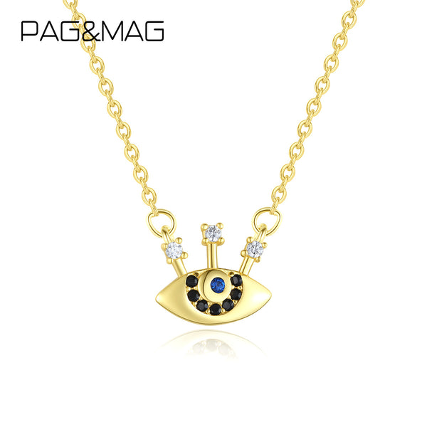 Evil Eye Pendant Necklace | Sterling Silver & 18K Gold Plated