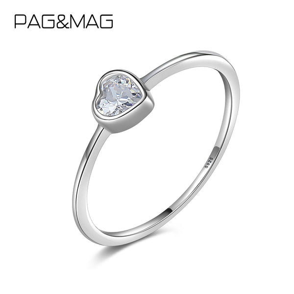 Minimalist Heart Bezel Set Solitaire Ring | 925 Silver