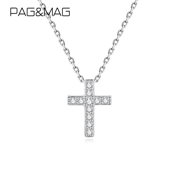 Halo CZ Diamond Cross Pendant Necklace | 925 Sterling Silver